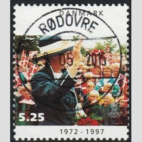 FRIM�RKER DANMARK | 1997 - AFA 1137 - 25 �rs jubil�um - 5,25 Kr. flerfarvet - Pragt Stemplet 