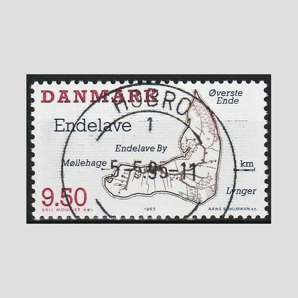 FRIMRKER DANMARK | 1995 - AFA 1089 - Danske smer - 9,50 Kr. flerfarvet - Pragt Stemplet Hobro