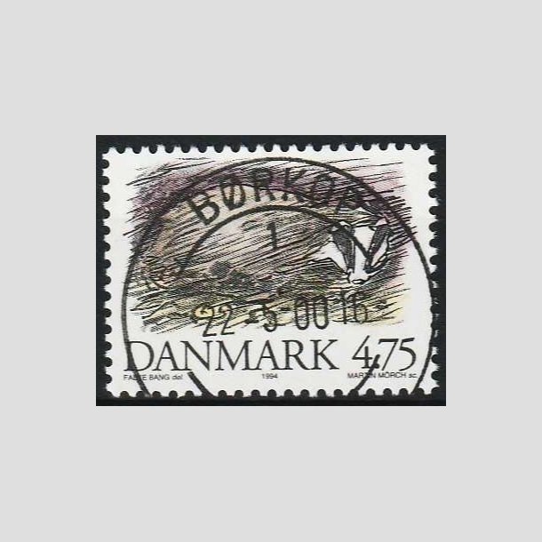 FRIMRKER DANMARK | 1994 - AFA 1077 - Truede danske dyr - 4,75 Kr. Grvling - Pragt Stemplet Brkop