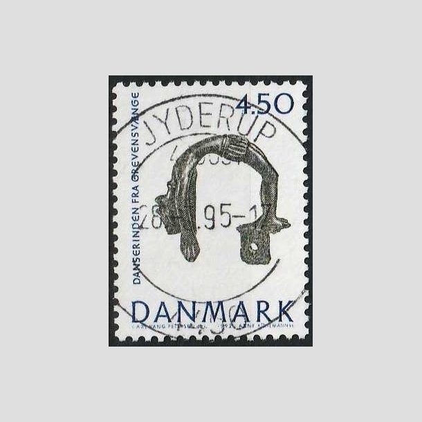 FRIMRKER DANMARK | 1992 - AFA 1008 - Nationalmuseets samlinger - 4,50 Kr. bl/grn - Lux Stemplet Jyderup