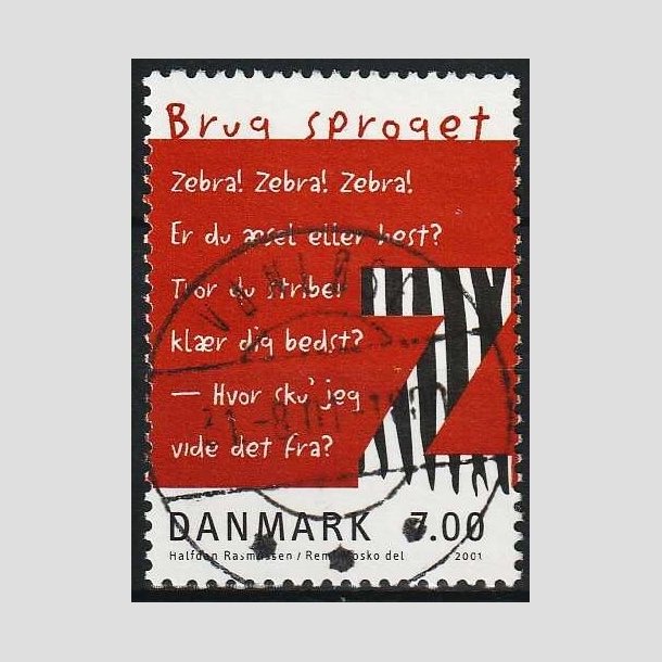 FRIMRKER DANMARK | 2001 - AFA 1282 - Brug sproget - 7,00 Kr. flerfarvet - Pragt Stemplet Vanlse