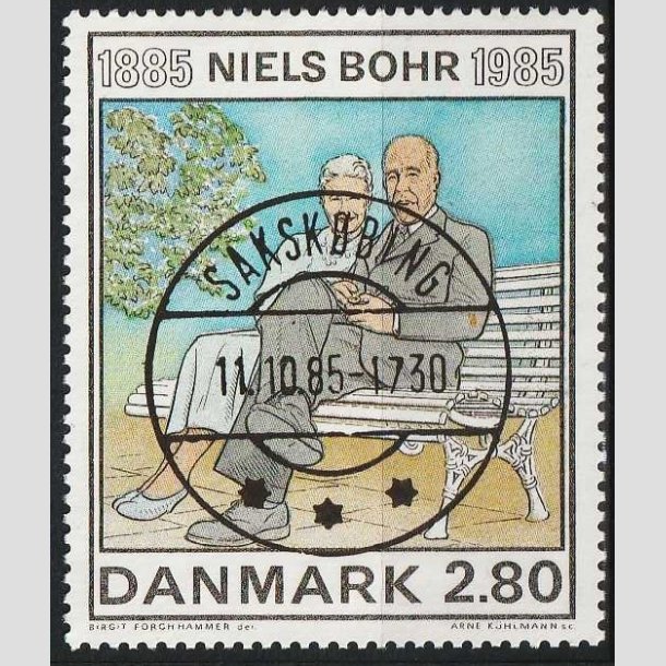 FRIMRKER DANMARK | 1985 - AFA 842 - Niels Bohr - 2,80 Kr. flerfarvet - Lux Stemplet Sakskbing (Pragtmrke)