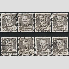 FRIMRKER DANMARK | 1950 - AFA 322 - Fr. IX 40 re gr x 8 stk. - Lux Stemplet
