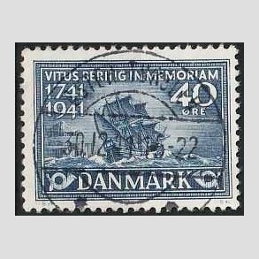 FRIMRKER DANMARK | 1941 - AFA 272 - Vitus Bering 40 re bl - Lux Stemplet ster-Trslev