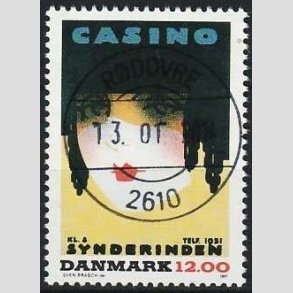 FRIMRKER DANMARK | 1991 - AFA 1002 - Dansk Plakatkunst - 12,00 Kr. flerfarvet - Pragt Stemplet 