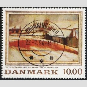 FRIMRKER DANMARK | 1988 - AFA 922 - Fritz Syberg - 10,00 Kr. flerfarvet - Lux Stemplet Dronninglund