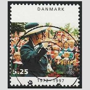 FRIM�RKER DANMARK | 1997 - AFA 1137 - 25 �rs jubil�um - 5,25 Kr. flerfarvet - Pragt Stemplet Vanl�se