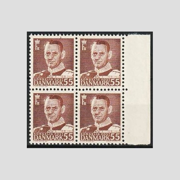 FRIMRKER DANMARK | 1951 - AFA 327 - Fr. IX 55 re brun i 4-blok - Postfrisk