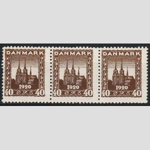 FRIMRKER DANMARK | 1920-21 - AFA 114 - Genforening 40 re brun i 3-stribe - Postfrisk