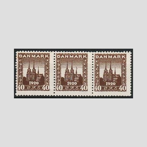 FRIMRKER DANMARK | 1920-21 - AFA 114 - Genforening 40 re brun i 3-stribe - Postfrisk