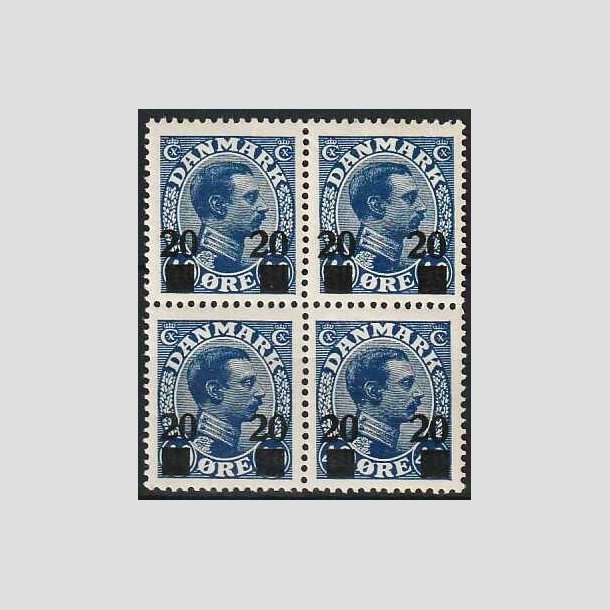 FRIMRKER DANMARK | 1926 - AFA 153 - 20 20/40 re bl provisorier i 4-blok - Postfrisk