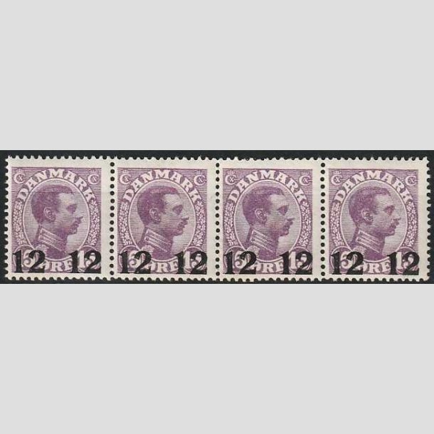 FRIMRKER DANMARK | 1926 - AFA 159 - 12 12/15 re violet Chr. X provisorier i 4-stribe - Postfrisk