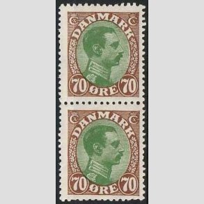FRIMRKER DANMARK | 1918-20 - AFA 108 - Chr. X 70 re brun/grn i par - Postfrisk