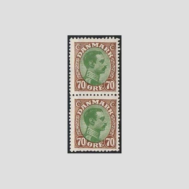 FRIMRKER DANMARK | 1918-20 - AFA 108 - Chr. X 70 re brun/grn i par - Postfrisk