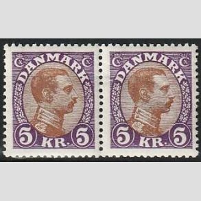 FRIMRKER DANMARK | 1927-28 - AFA 176 - Chr. X 5 Kr. violet/brun i par - Postfrisk