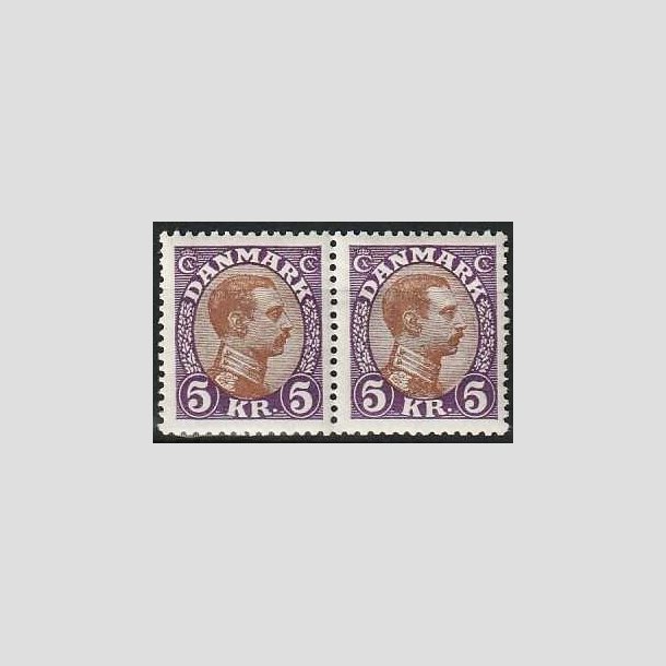 FRIMRKER DANMARK | 1927-28 - AFA 176 - Chr. X 5 Kr. violet/brun i par - Postfrisk