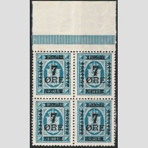 FRIMRKER DANMARK | 1926 - AFA 162 - 7/4 re bl Provisorium i 4-blok - Postfrisk