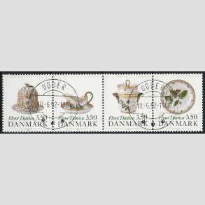 FRIMRKER DANMARK | 1990 - AFA 966-69 - Flora Danica 200 r - 3,50 Kr. i sammentryk flerfarvet - Lux Stemplet Odder