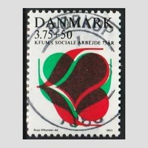 FRIMRKER DANMARK | 1993 - AFA 1052 - KFUM 75 r. - 3,75 Kr. + 50 re rd/grn/sort - Pragt Stemplet Brkop