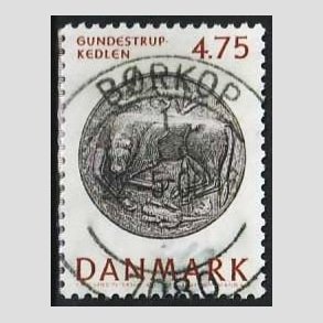 FRIM�RKER DANMARK | 1992 - AFA 1009 - Nationalmuseets samlinger - 4,75 Kr. r�d/sort - Lux Stemplet B�rkop
