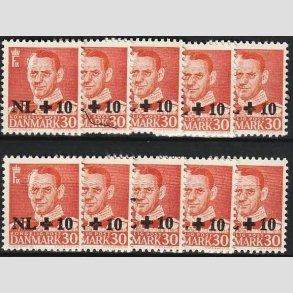 FRIMRKER DANMARK | 1953 - AFA 344 - Hollandshjlpen - NL +10/30 re rd x 10 stk. - Postfrisk