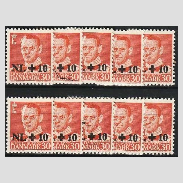 FRIMRKER DANMARK | 1953 - AFA 344 - Hollandshjlpen - NL +10/30 re rd x 10 stk. - Postfrisk