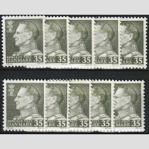FRIMRKER DANMARK | 1961-62 - AFA 395F - Fr. IX - 35 re mrkgrn flour x 10 stk. - Postfrisk