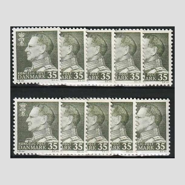 FRIMRKER DANMARK | 1961-62 - AFA 395F - Fr. IX - 35 re mrkgrn flour x 10 stk. - Postfrisk