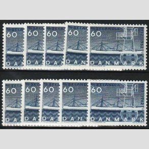 FRIMRKER DANMARK | 1962 - AFA 409F - Selandia - 60 re mrkbl x 10 stk. - Postfrisk
