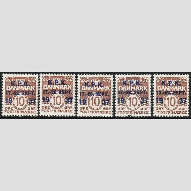 FRIMRKER DANMARK | 1937 - AFA 243 - K.P.K - 10 re brun x 5 stk. - Postfrisk