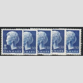 FRIMRKER DANMARK | 1975 - AFA 586 - Dronning Margrethe - 130 re bl x 5 stk. - Postfrisk