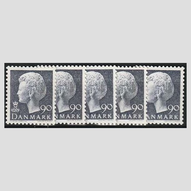 FRIMRKER DANMARK | 1979 - AFA 676 - Dronning Margrethe - 90 re blgr x 5 stk. - Postfrisk