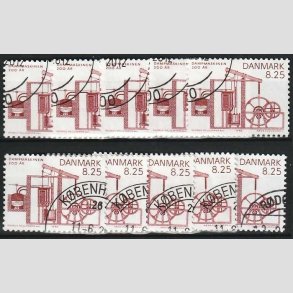 FRIMRKER DANMARK | 1990 - AFA 961 - Dampmaskinen 200 r. - 8,25 Kr. brunrd x 10 stk. - Pnt hjrnestemplet