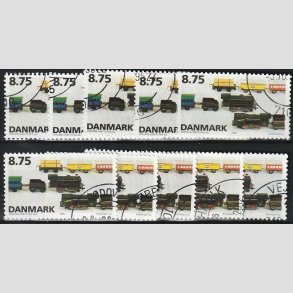 FRIMRKER DANMARK | 1995 - AFA 1105 - Dansk legetj - 8,75 Kr. flerfarvet x 10 stk. - Pnt hjrnestemplet