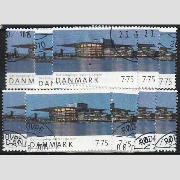 FRIMRKER DANMARK | 2008 - AFA 1528 - Den danske nationalscene - 7,75 Kr. Operaen x 10 stk. - Pnt hjrnestemplet 