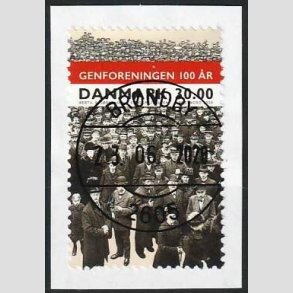 FRIM�RKER DANMARK | 2020 - AFA 2008 - 100-�ret for Genforeningen. - 30,00 kr. flerfarvet p� klip - Lux Stemplet 