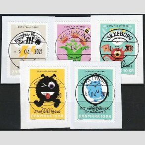 FRIMRKER DANMARK | 2020 - AFA 2011-15 - Skriv med omtanke - 10,00 Kr. flerfarvet i komplet st p klip - Pragt Stemplet 