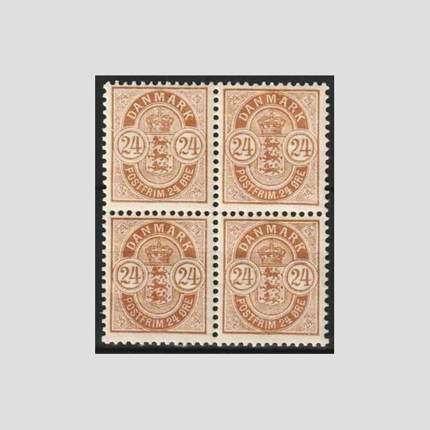 FRIMRKER DANMARK | 1901-02 - AFA 39 - 24 re brun i 4-blok - Postfrisk