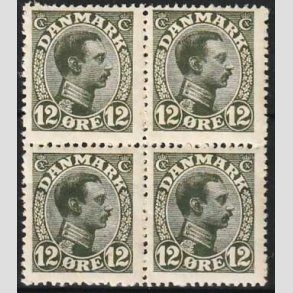 FRIMRKER DANMARK | 1918-20 - AFA 100 - Chr. X - 12 re oliven i 4-blok - Postfrisk