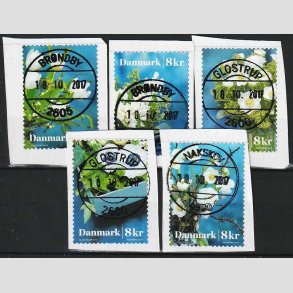 FRIM�RKER DANMARK | 2017 - AFA 1916-20 - Vinterblomster - 8,00 Kr. flerfarvet i komplet s�t p� klip - Lux Stemplet 