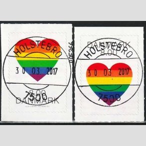 FRIM�RKER DANMARK | 2017 - AFA 1899,1900 - Pride. - 8,00 + 8,00 kr. flerfarvet - Pragt Stemplet Holstebro