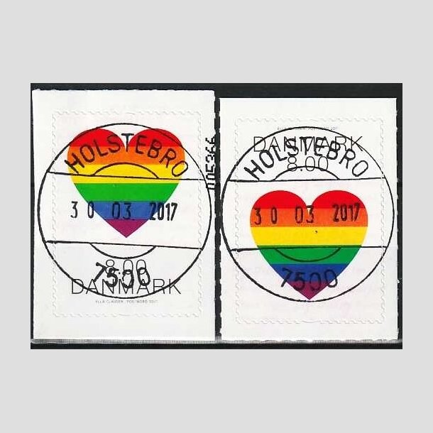 FRIMRKER DANMARK | 2017 - AFA 1899,1900 - Pride. - 8,00 + 8,00 kr. flerfarvet - Pragt Stemplet Holstebro