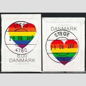 FRIMRKER DANMARK | 2017 - AFA 1899,1900 - Pride. - 8,00 + 8,00 kr. flerfarvet - Pragt Stemplet Stege