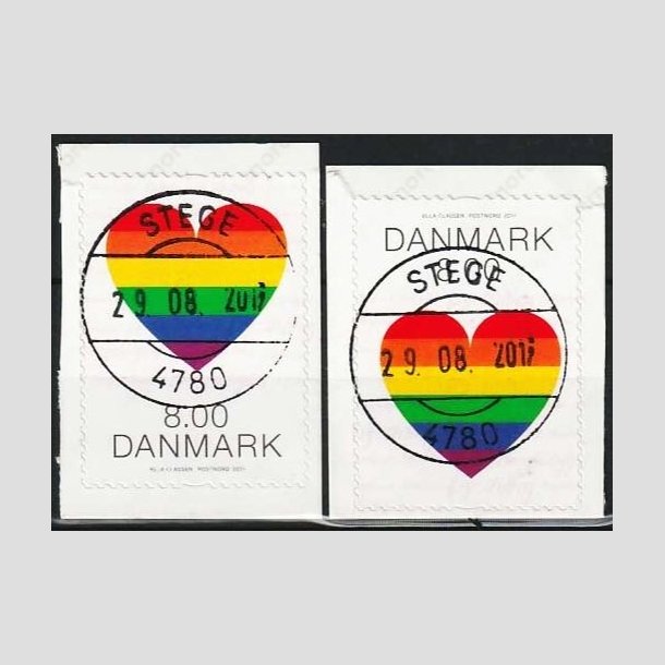 FRIMRKER DANMARK | 2017 - AFA 1899,1900 - Pride. - 8,00 + 8,00 kr. flerfarvet - Pragt Stemplet Stege