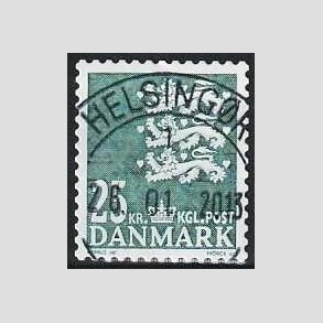 FRIMRKER DANMARK | 2010 - AFA 402E - Lille Rigsvben - 25,00 Kr. mrkegrn - Pragt Stemplet Helsingr
