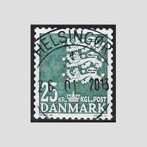 FRIMRKER DANMARK | 2010 - AFA 402E - Lille Rigsvben - 25,00 Kr. mrkegrn - Pragt Stemplet Helsingr