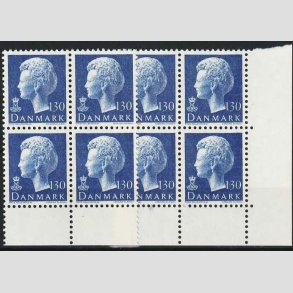 FRIMRKER DANMARK | 1975 - AFA 586 - Dronning Margrethe - 130 re bl x 8 stk. - Postfrisk