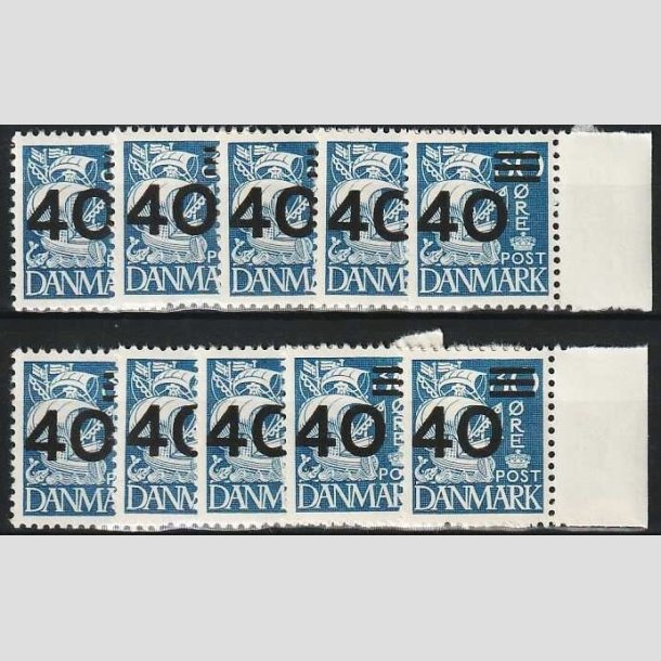 FRIMRKER DANMARK | 1940 - AFA 265 - Provisorier - 40/30 re bl x 10 stk. - Postfrisk