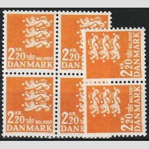 FRIMRKER DANMARK | 1967 - AFA 464F - Rigsvben - 2,20 Kr. orange x 6 stk. - Postfrisk