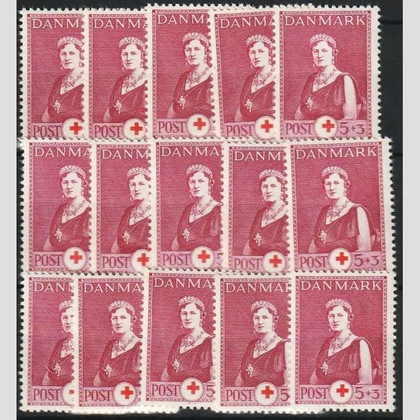 FRIMRKER DANMARK | 1940 - AFA 267 - Dronning Alexandrine Rde Kors - 5 + 3 re vinrd x 15 stk. - Postfrisk